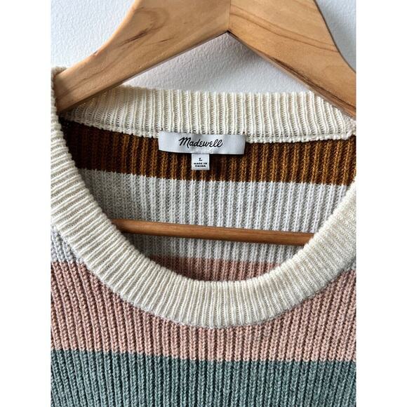 Madewell Thompson Rainbow stripe pocket sweater size large - Picture 4 of 5